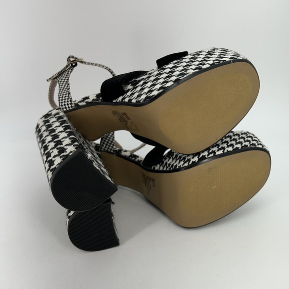 Betsey Johnson Shoes Womens Size 9.5M Black White Houndstooth Melanni Heels‎ Bow - Picture 6 of 13